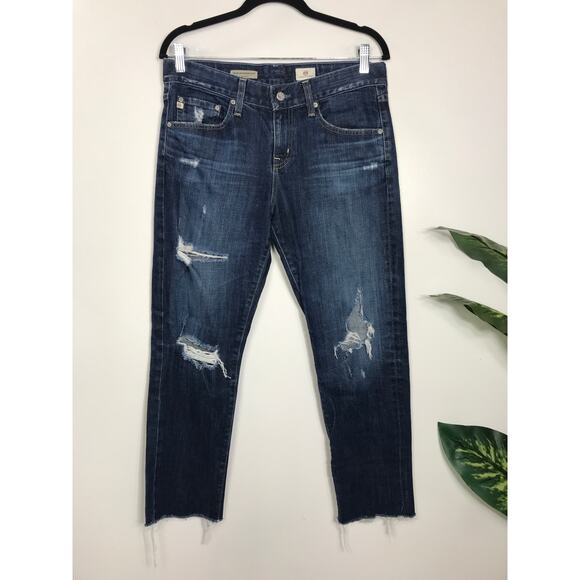 AG Adriano Goldschmied Ex-Boyfriend Slouchy Slim Fit Medium Blue Distressed 28 - Picture 1 of 11